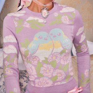 Dolls Kill purdy lovebirds knit long sleeve top